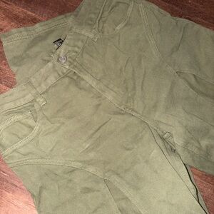 Olive Green Corduroy Pants with cut outs